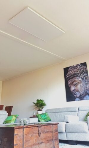 wit hoog rendement FirTec+ 1300 watt infrarood paneel boven zithoek